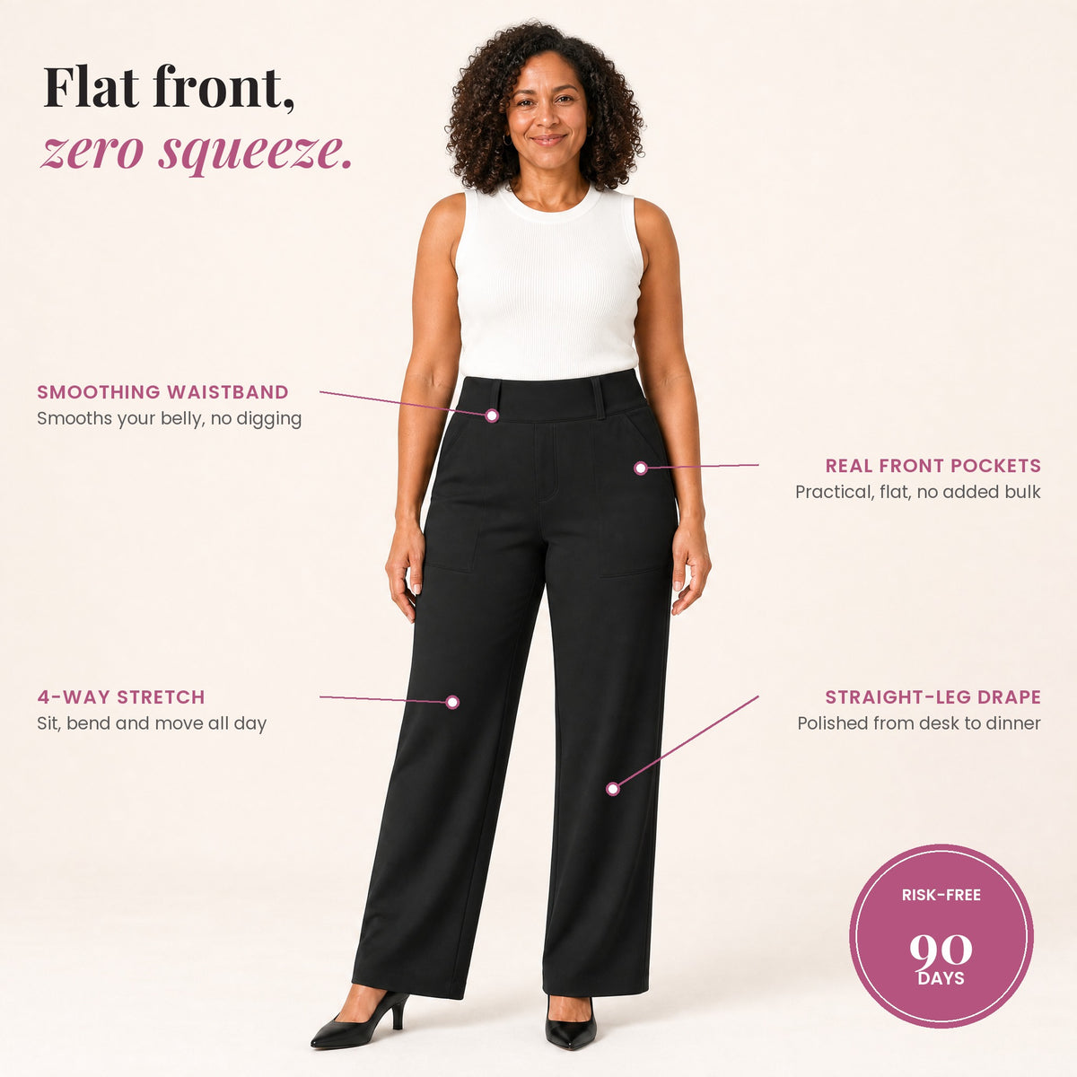 Sculpt Pant · Flat Front